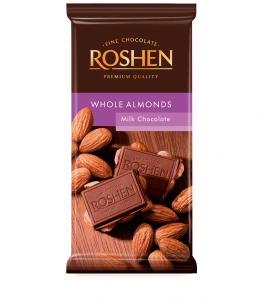 Roshen 90g tejcsokoládé egész mandulával